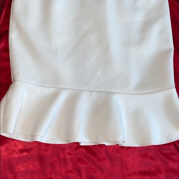 Bebe Flutter Ruffle Pencil Skirt Medium White - Picture 5 of 8